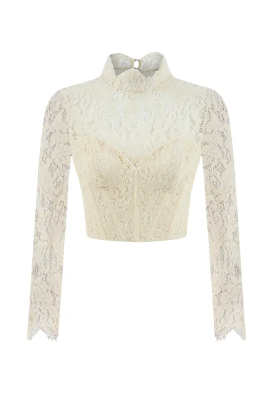 Corset-Look Lace Blouse sold by Lord & Taylor