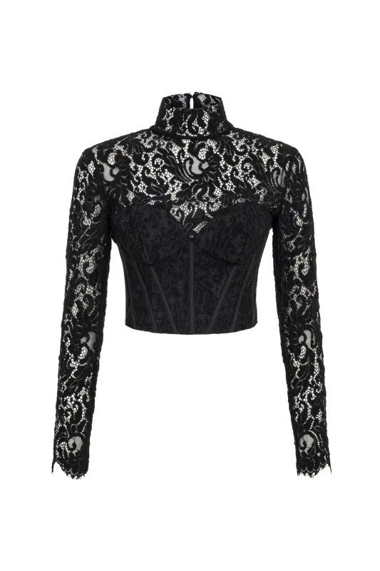 Corset-Look Lace Blouse sold by Lord & Taylor