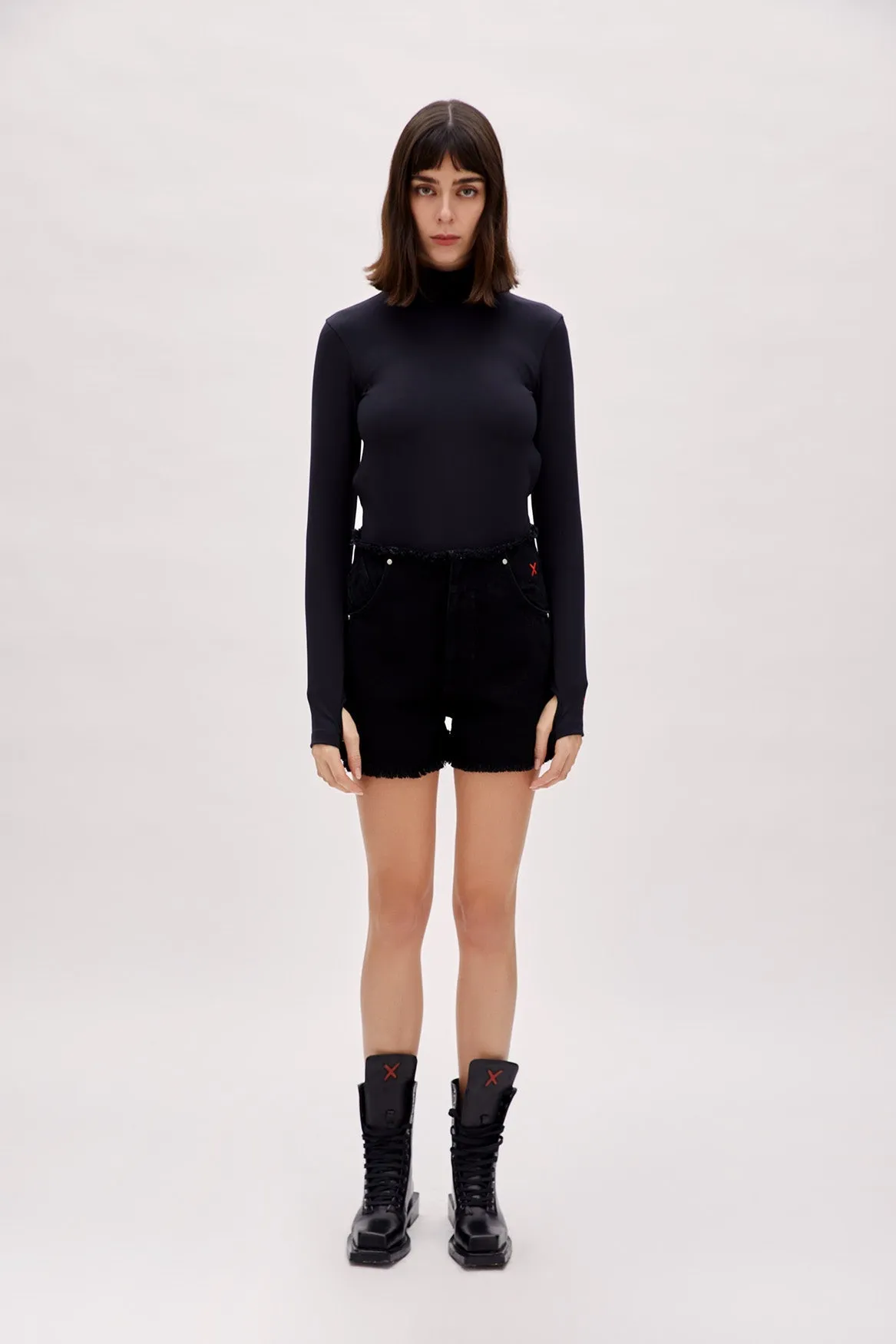 High Waist Denim Shorts - Black sold by Lord & Taylor product image thumbnail 2