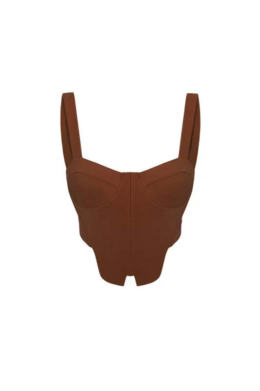 Woven Corset Top - Brown sold by Lord & Taylor