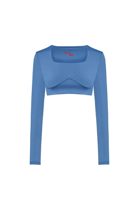 Free Heaven Long Sleeve Crop Top - Coronet Blue sold by Lord & Taylor