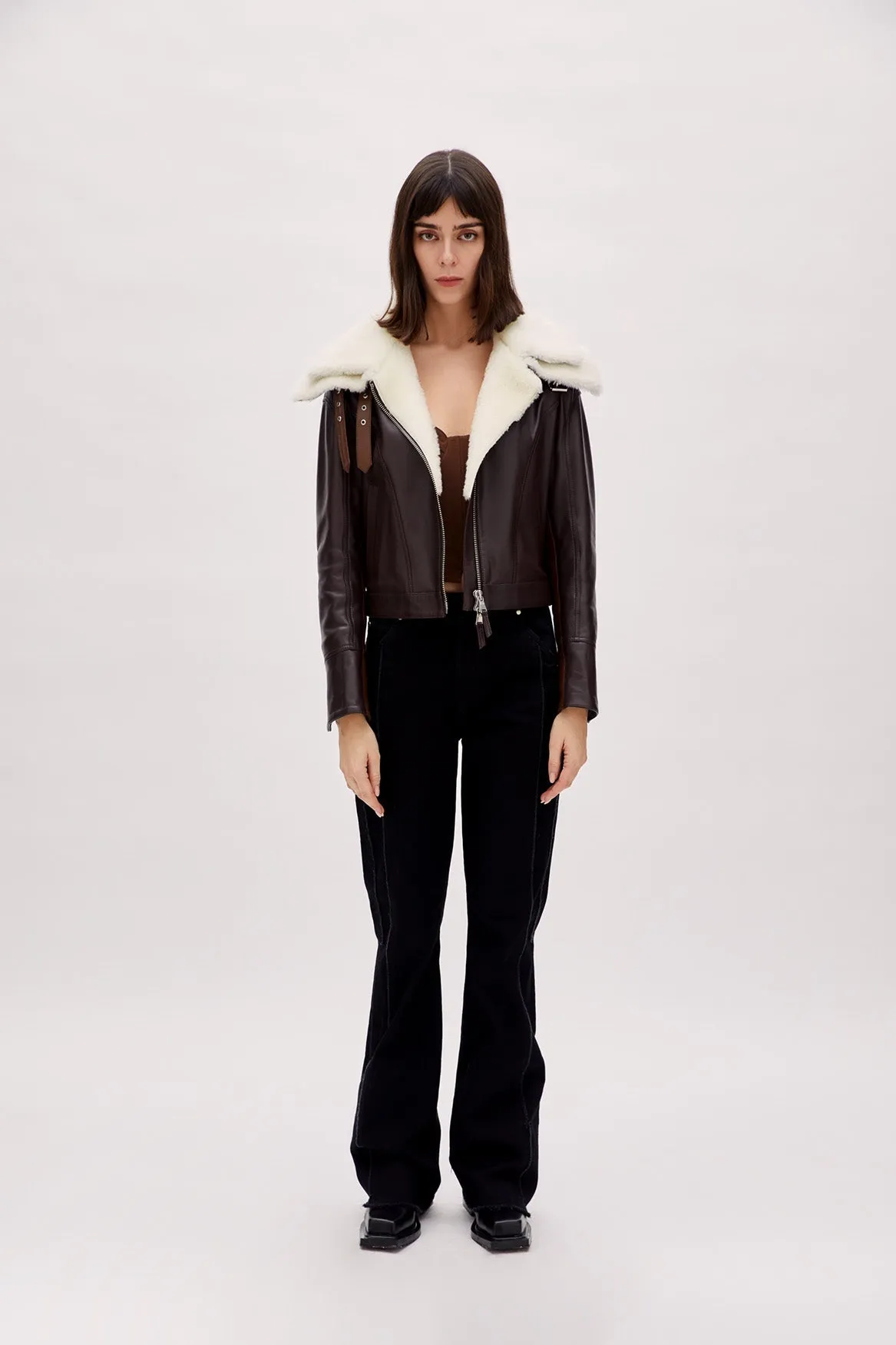 Double Collar Leather Jacket sold by Lord & Taylor product image thumbnail 3