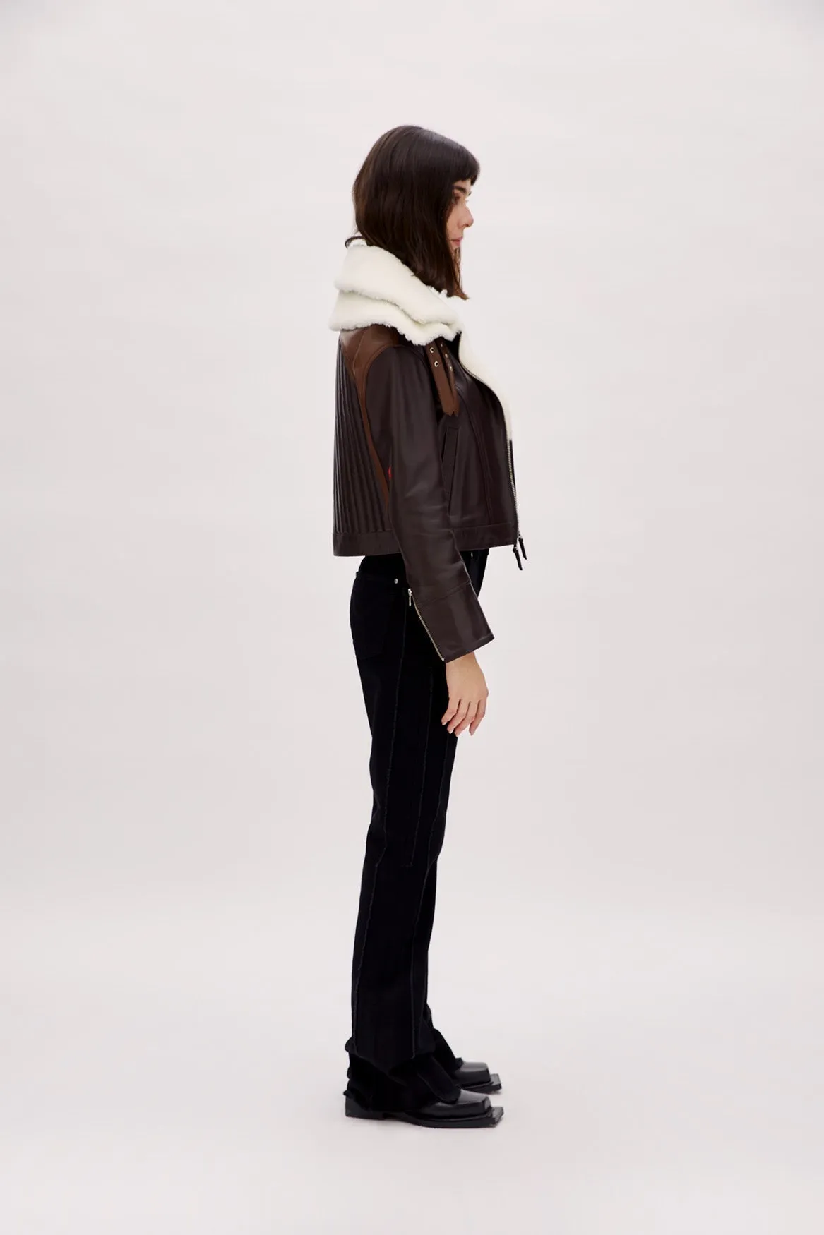 Double Collar Leather Jacket sold by Lord & Taylor product image thumbnail 4