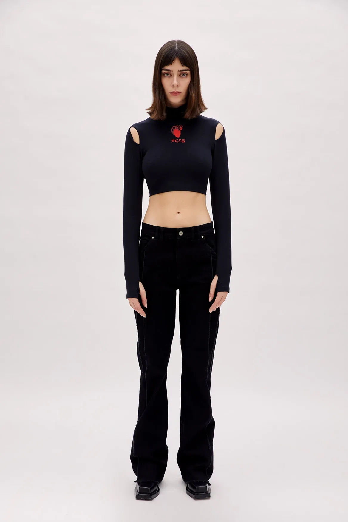 Long Sleeve Crop Top - Black sold by Lord & Taylor product image thumbnail 3