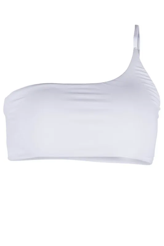 Serena One Shoulder White Bikini Top sold by Lord & Taylor