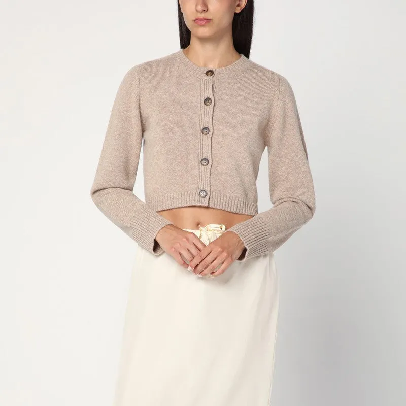 Loulou Studio Beige cropped cardigan in cashmere sold by Lord & Taylor