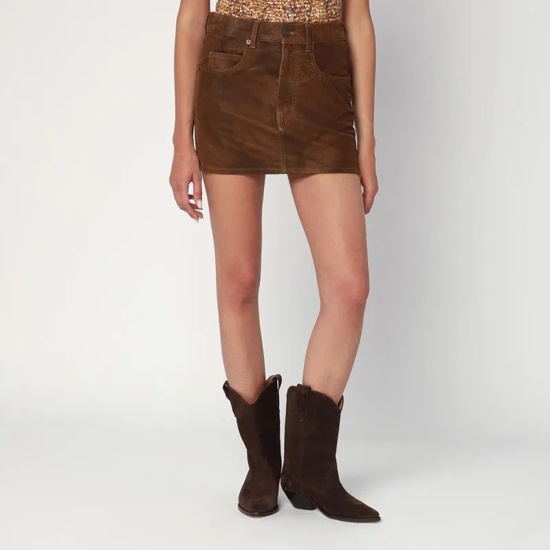 ISABEL MARANT Étoile Brown Kimmy mini skirt in faux leather sold by Lord & Taylor