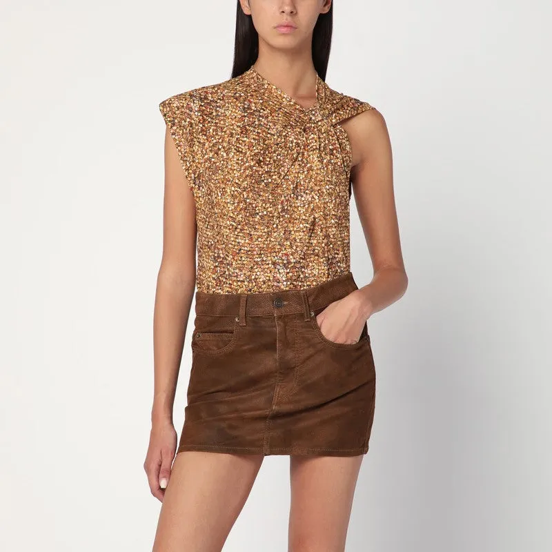 ISABEL MARANT Asymmetrical Nayda T-shirt with ochre print sold by Lord & Taylor