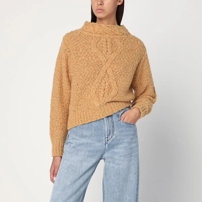 ISABEL MARANT Caramel-coloured Romane sweater with cable knit sold by Lord & Taylor