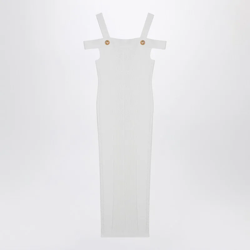 Balmain White knit dress with double straps sold by Lord & Taylor