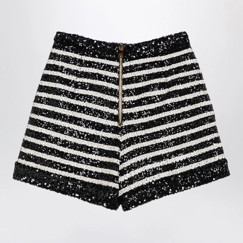 Balmain Black/white striped shorts with sequins sold by Lord & Taylor product image thumbnail 2