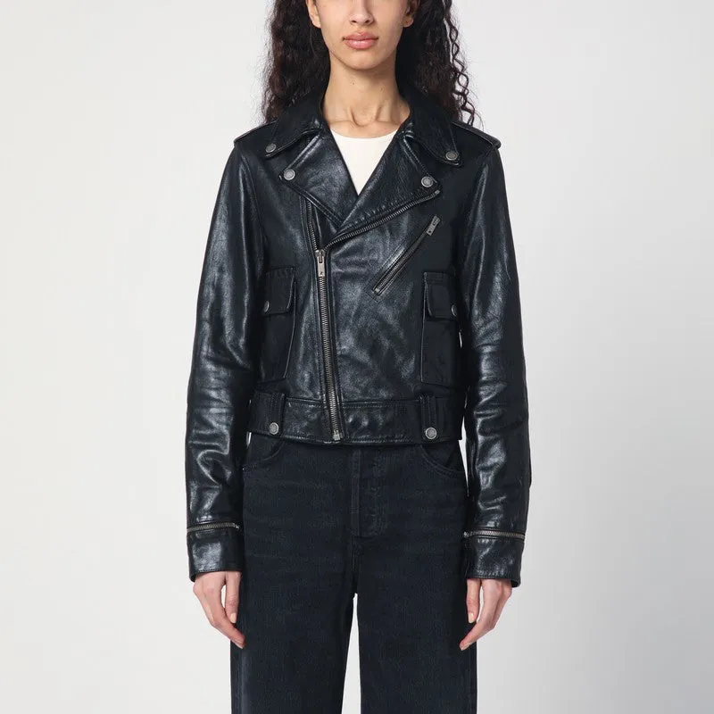 Golden Goose Black leather jacket with a glossy effect sold by Lord & Taylor