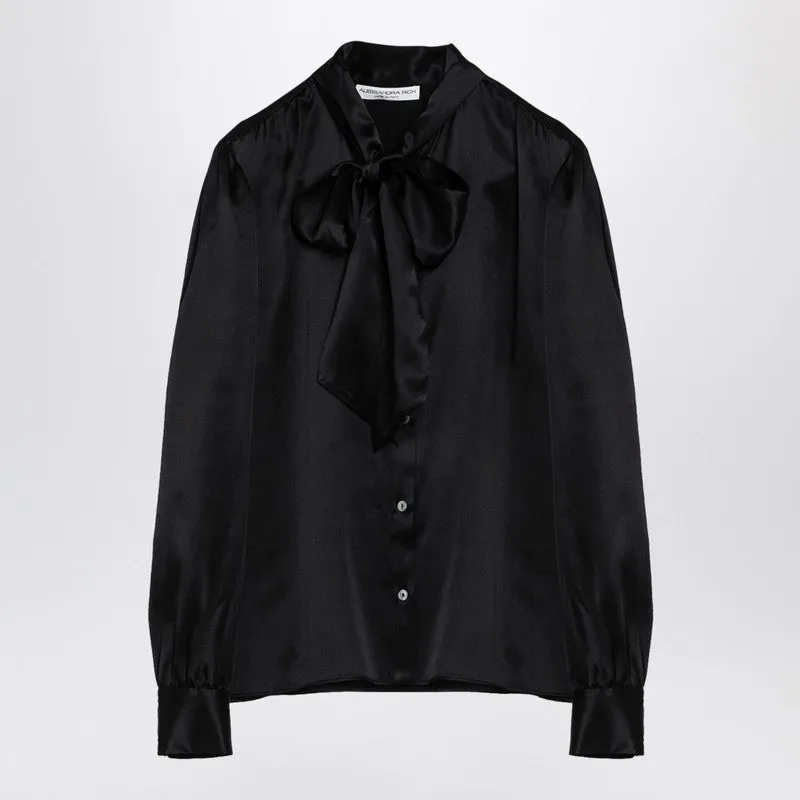 Alessandra Rich Black silk shirt with bow sold by Lord & Taylor