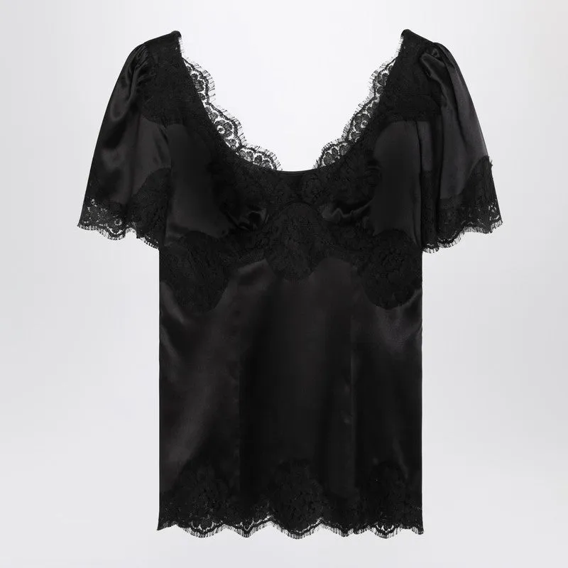 Dolce & Gabbana Dolce&Gabbana Black top in satin and lace sold by Lord & Taylor