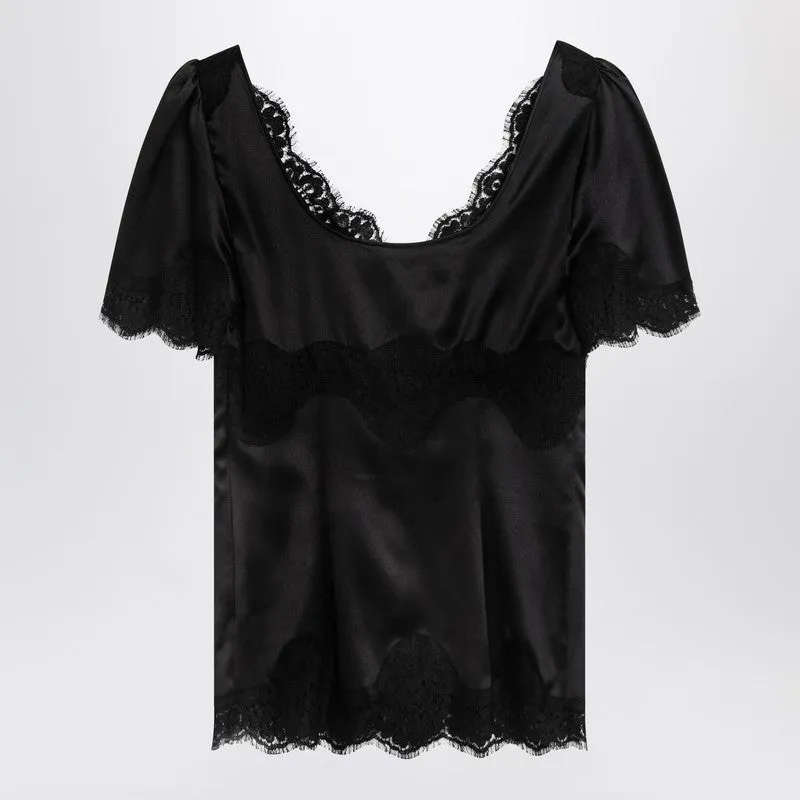 Dolce & Gabbana Dolce&Gabbana Black top in satin and lace sold by Lord & Taylor product image thumbnail 2