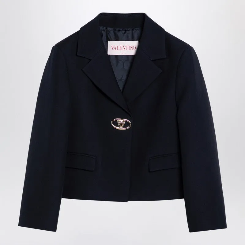 Valentino Single-breasted navy wool crop jacket sold by Lord & Taylor