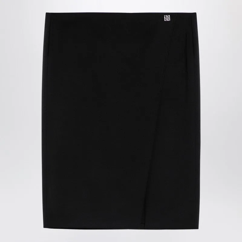 Givenchy Black wool skirt with metal button 4G made by Givenchy