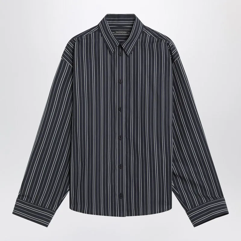 Navy blue striped cotton shirt sold by Lord & Taylor