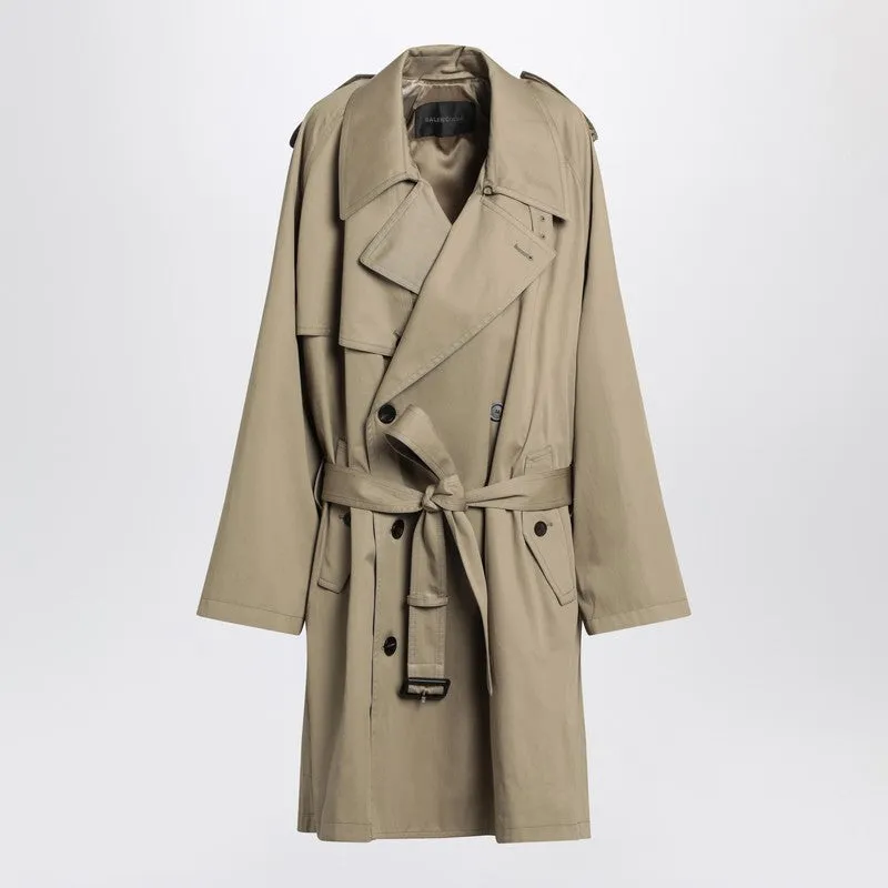 Beige double-breasted cotton trench coat sold by Lord & Taylor