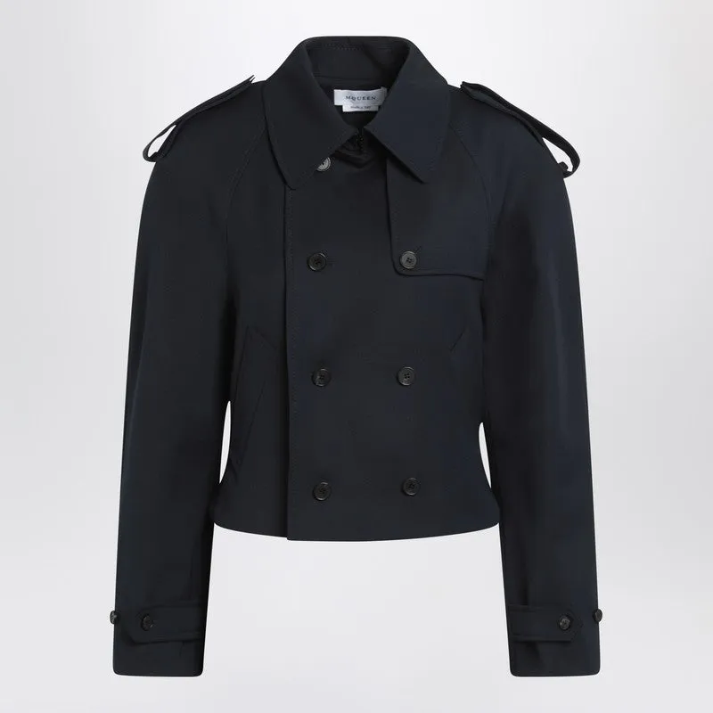 Short double-breasted navy blue jacket sold by Lord & Taylor