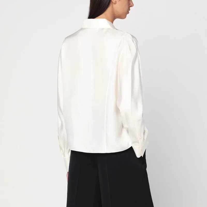 Cream-colored silk double-breasted shirt sold by Lord & Taylor product image thumbnail 2