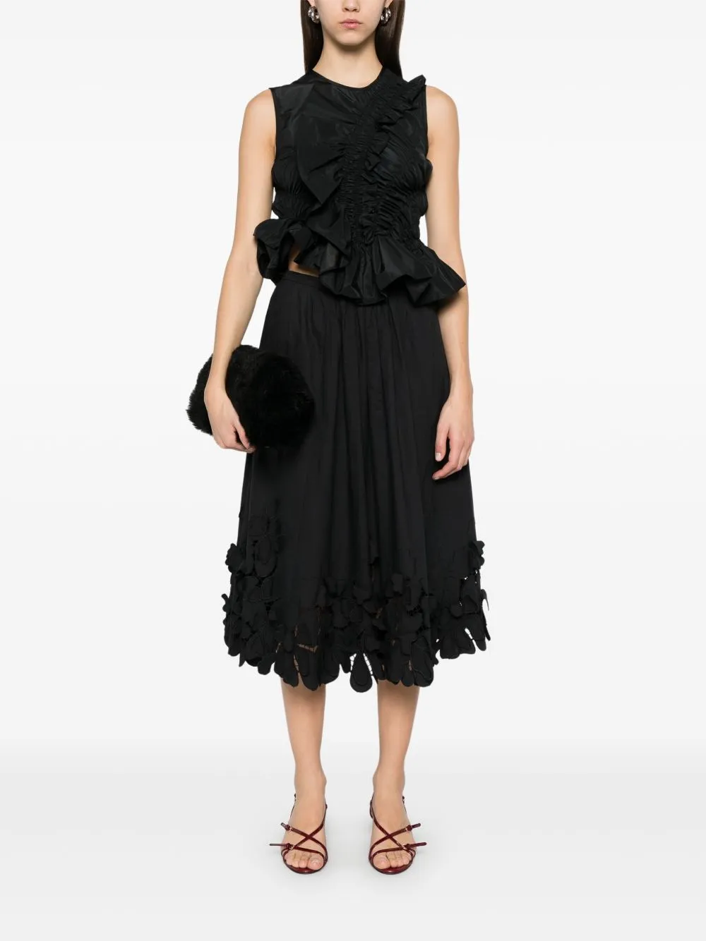Midi skirt with floral applique sold by Lord & Taylor product image thumbnail 4