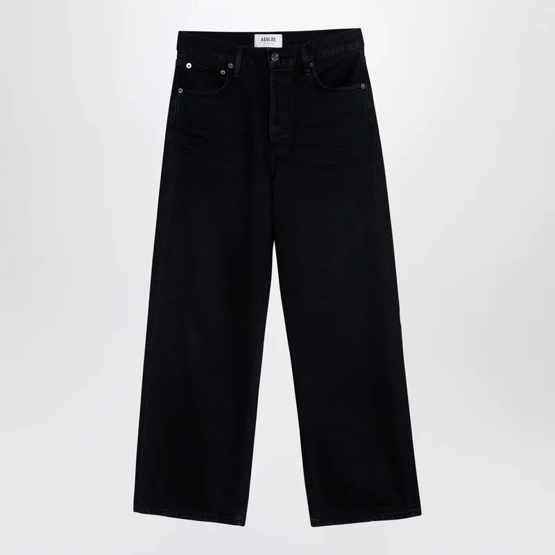 Wide black jeans in organic denim sold by Lord & Taylor