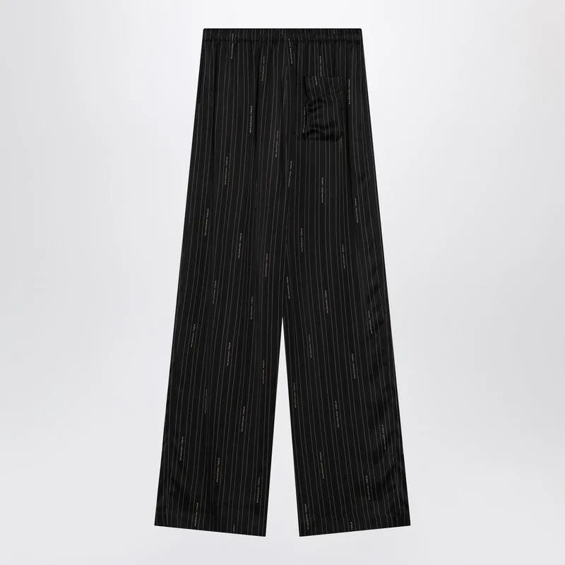 Soft pinstriped black pants with logo sold by Lord & Taylor product image thumbnail 2