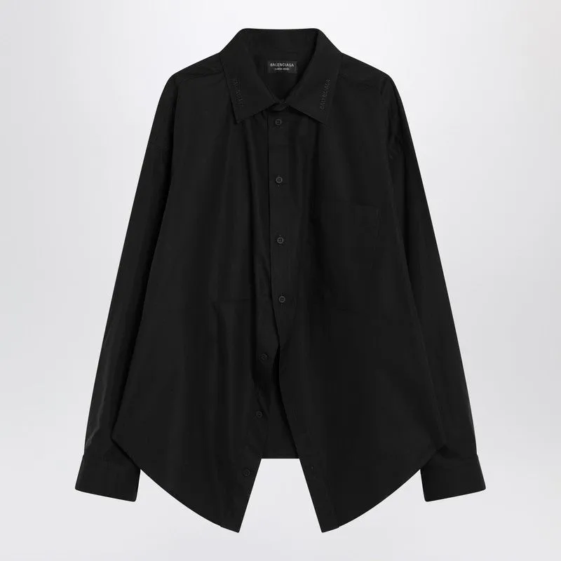 Asymmetrical black cotton shirt sold by Lord & Taylor