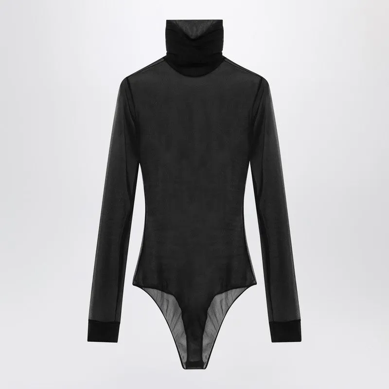 Black semi-transparent turtleneck body sold by Lord & Taylor