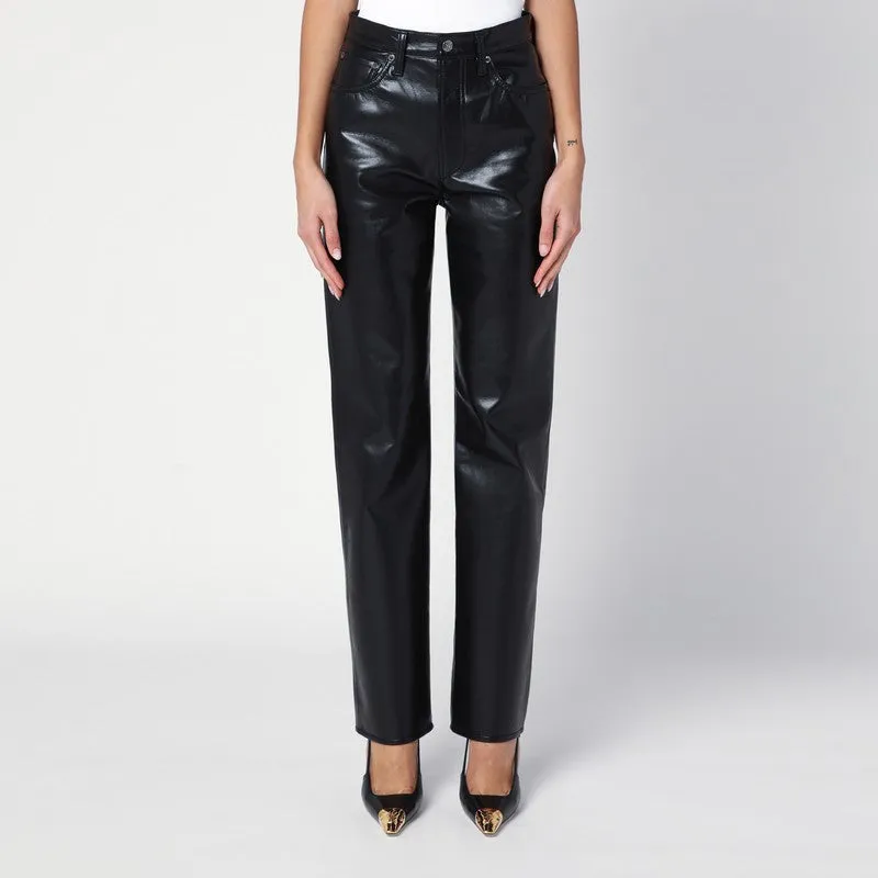Black faux leather trousers sold by Lord & Taylor