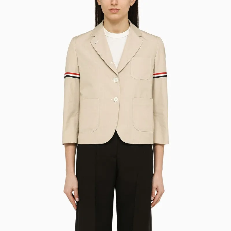 Thom Browne Khaki cotton blend short blazer sold by Lord & Taylor