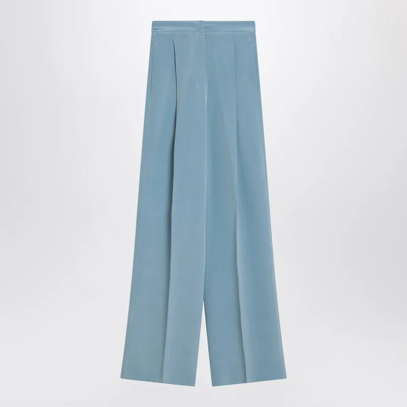 Wide-leg sky blue trousers in silk sold by Lord & Taylor