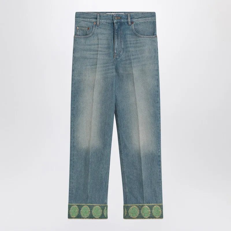 Valentino Faded blue jeans with jacquard background sold by Lord & Taylor