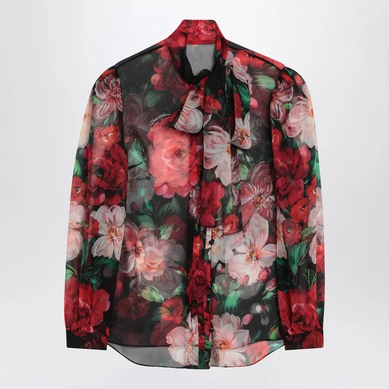 Dolce&Gabbana Shirt with bow in chiffon with Floral print sold by Lord & Taylor