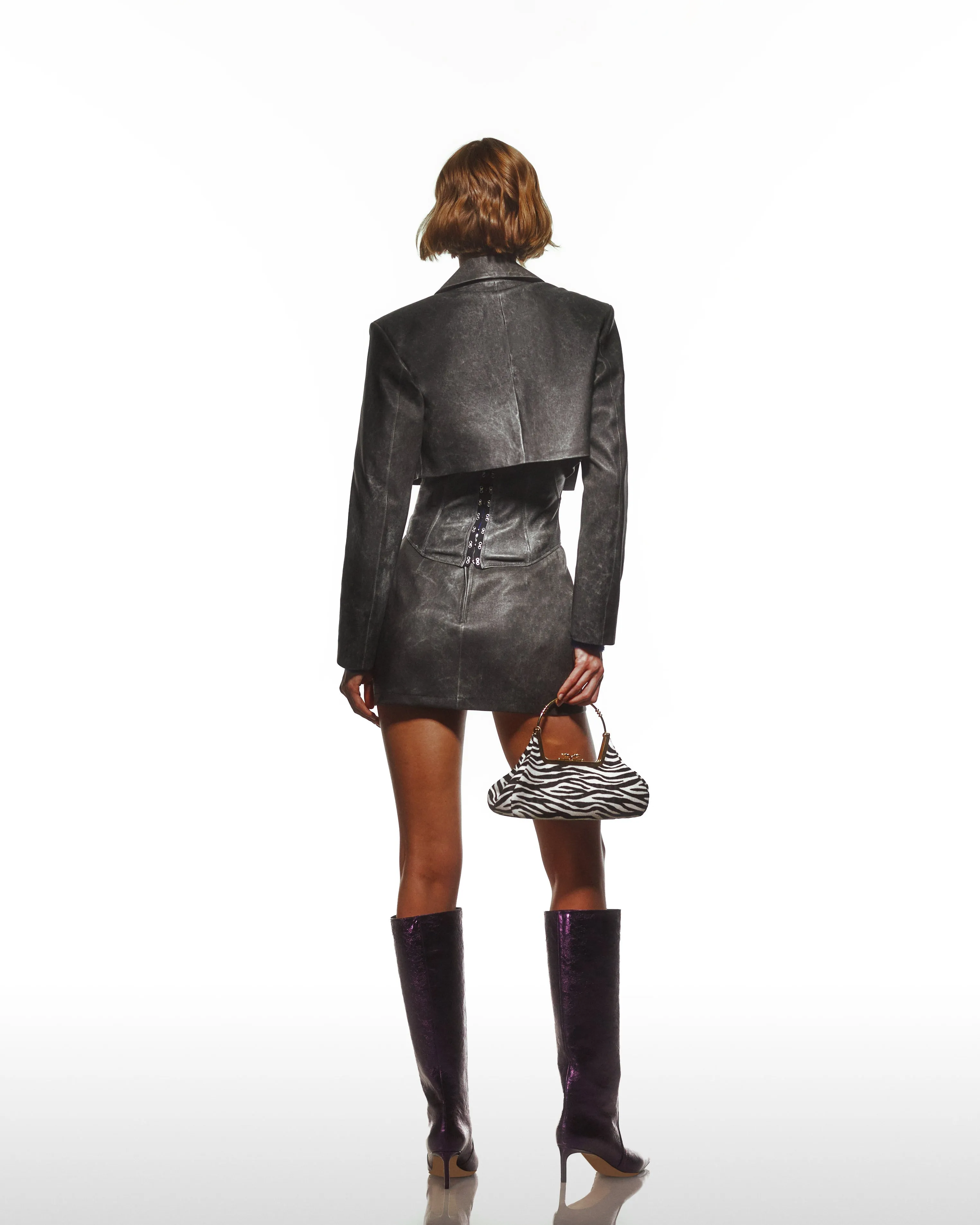Distressed Effect Super Mini Leather Skirt sold by Lord & Taylor product image thumbnail 5