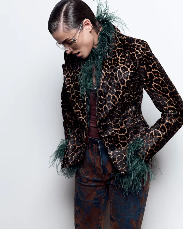 Leopard Print Pony  Hair Blazer Jacket With Red Lining sold by Lord & Taylor