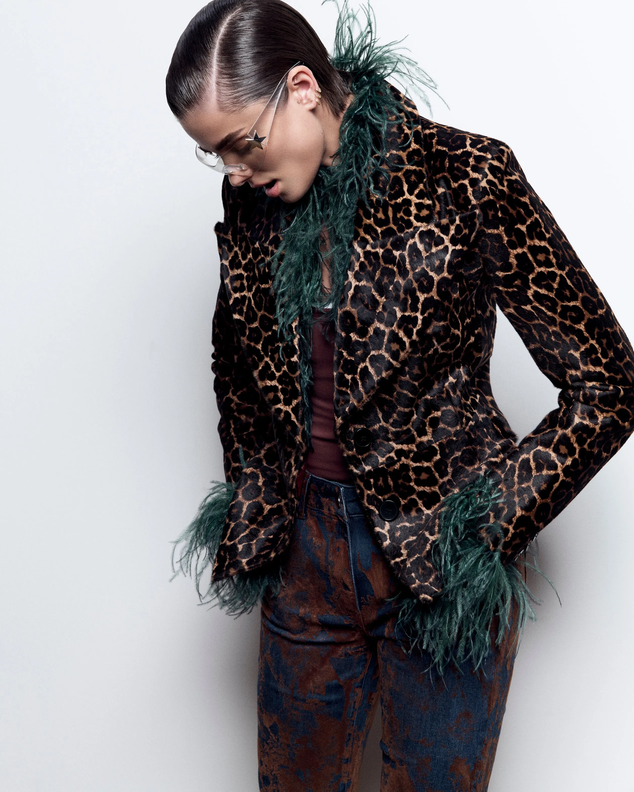 Leopard Print Pony Hair Blazer Jacket With Red Lining sold by Lord & Taylor