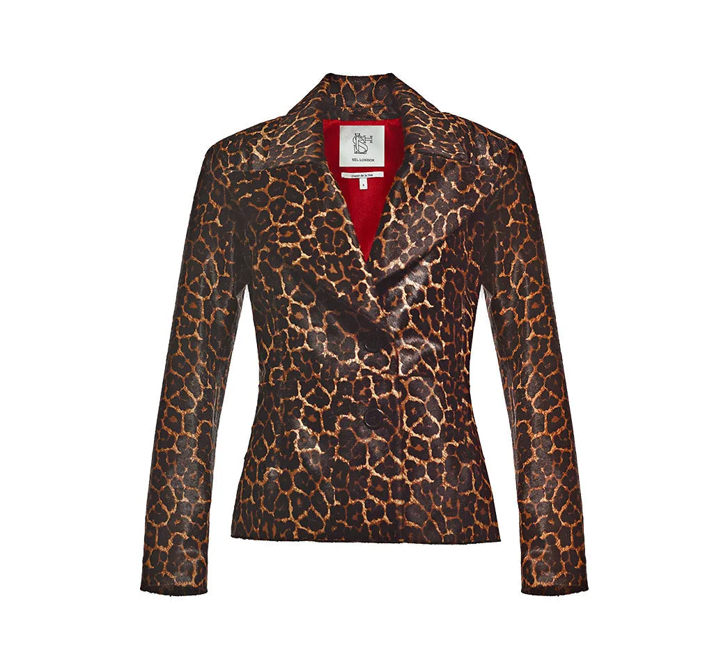 Leopard Print Pony Hair Blazer Jacket With Red Lining sold by Lord & Taylor product image thumbnail 5