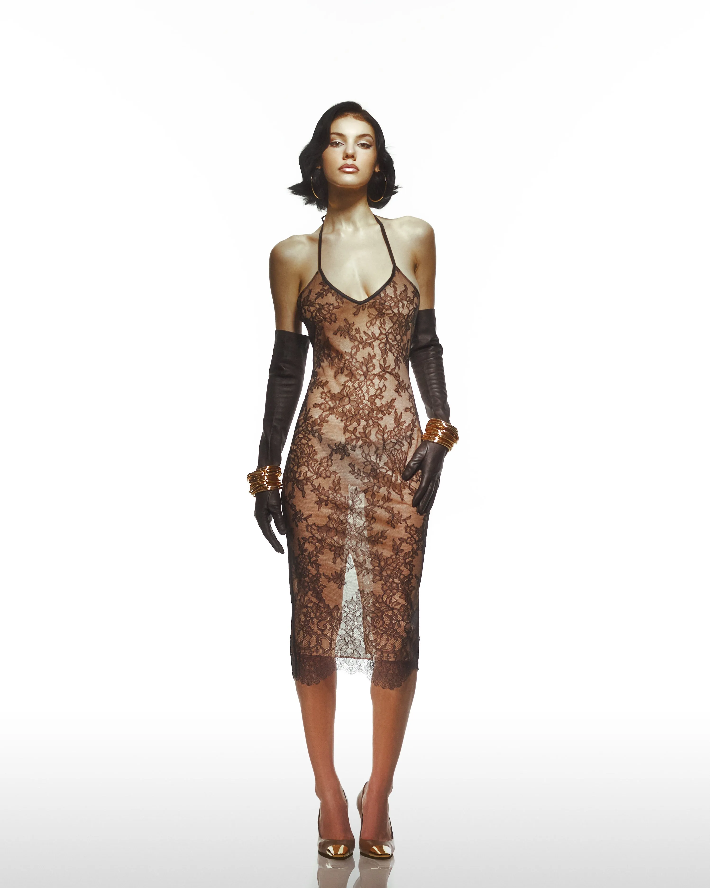 Black Lace Spaghetti Strap Bodycon Dress With An Inlining sold by Lord & Taylor product image thumbnail 4