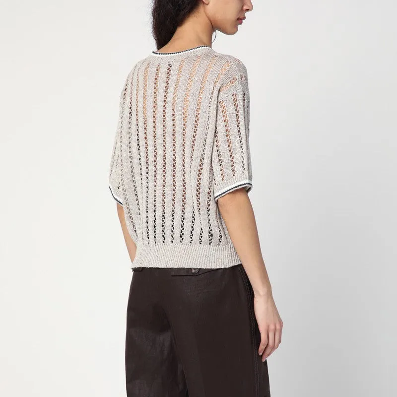 Beige perforated linen sweater sold by Lord & Taylor product image thumbnail 2
