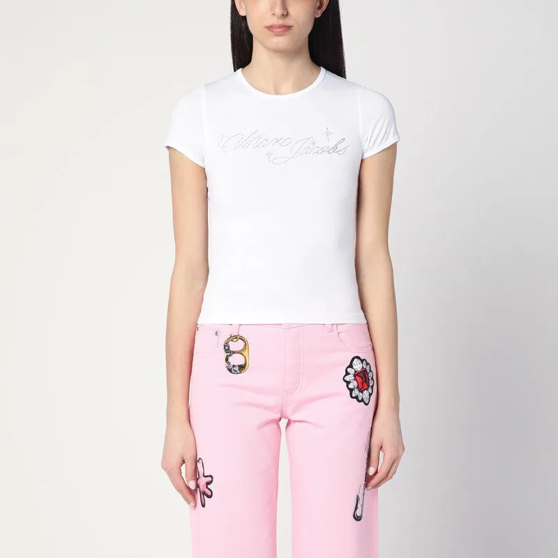 White T-shirt with logo and micro crystals sold by Lord & Taylor