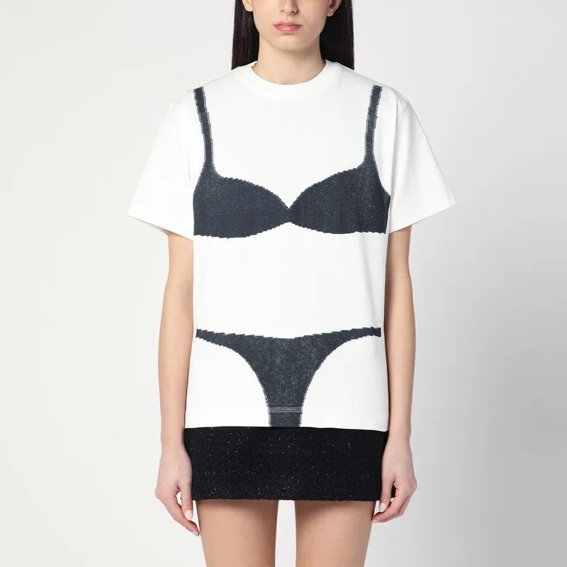 White Trompe L''oeil T-shirt with lingerie print sold by Lord & Taylor