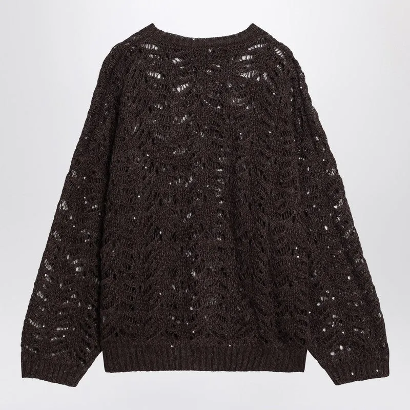 Brown perforated sweater with micro sequins sold by Lord & Taylor product image thumbnail 2