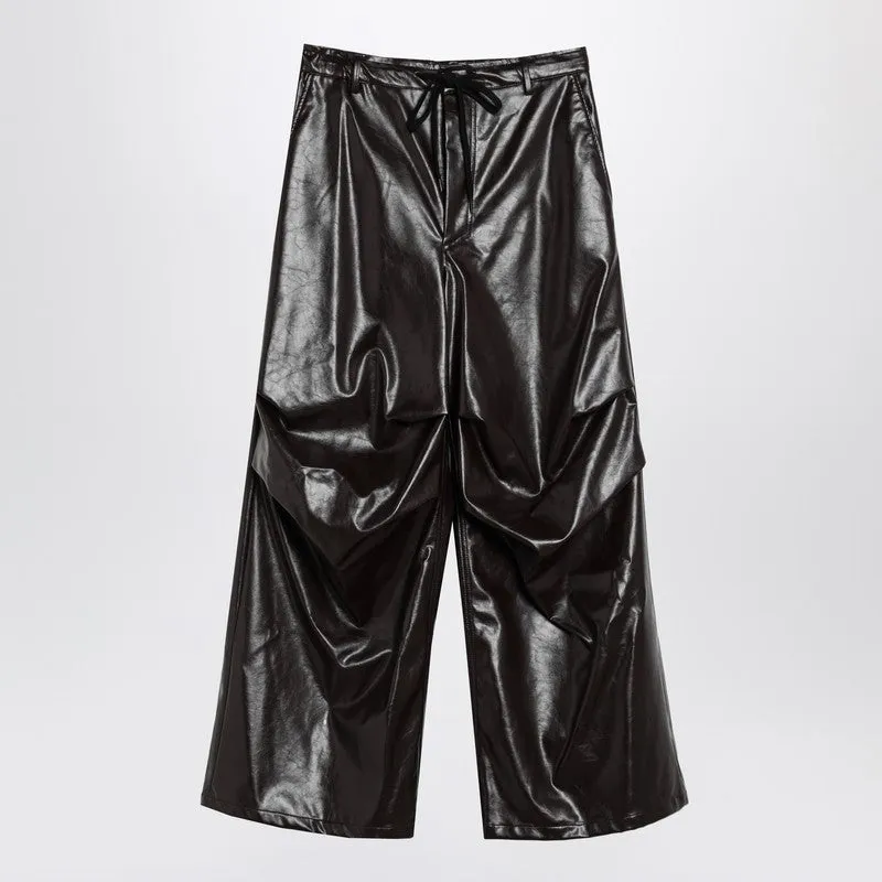 Shiny burgundy wide trousers sold by Lord & Taylor