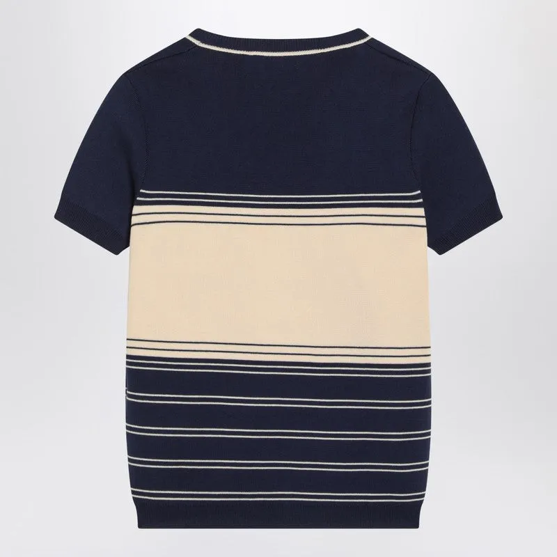 Blue ribbed top with Chez Valentino embroidery sold by Lord & Taylor product image thumbnail 2