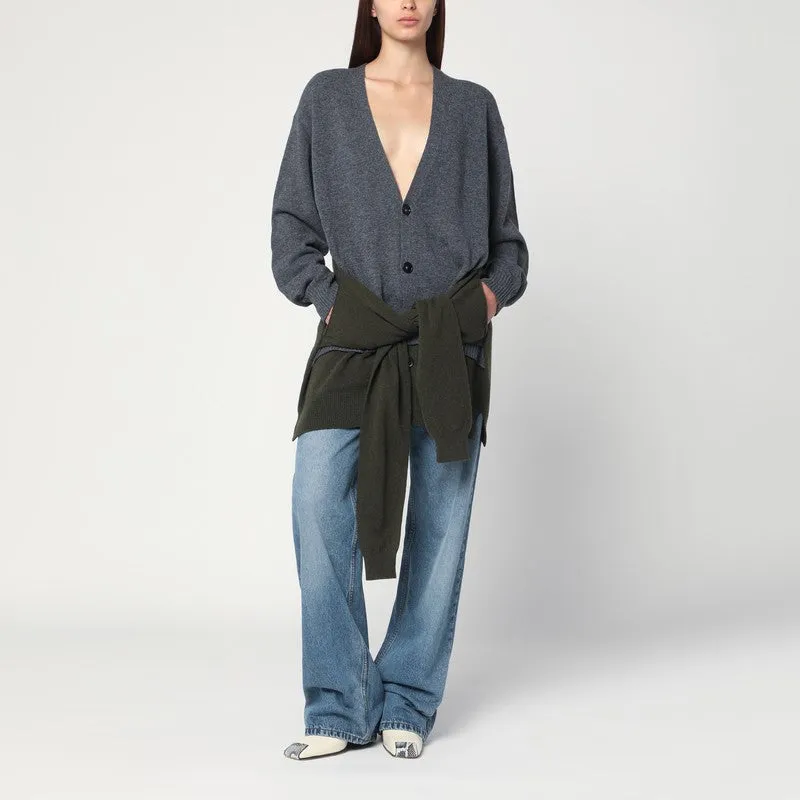 Grey/dark green cardigan with crossed sleeves made by Stella McCartney