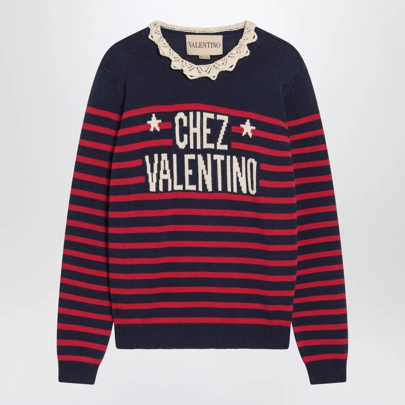Blue striped Chez Valentino top sold by Lord & Taylor