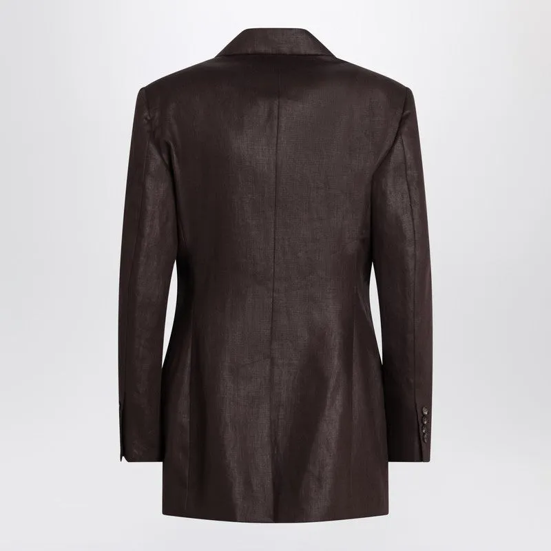 Shiny brown linen twill jacket sold by Lord & Taylor product image thumbnail 2