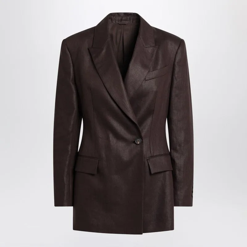 Shiny brown linen twill jacket sold by Lord & Taylor